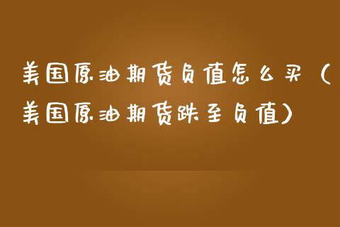 美国原油期货负值怎么买（美国原油期货跌至负值） (https://www.ynbygsw.com/) 原油期货 第1张