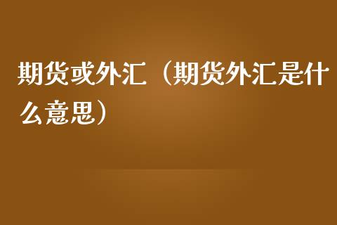 期货或外汇（期货外汇是什么意思） (https://www.ynbygsw.com/) 期货入门 第1张