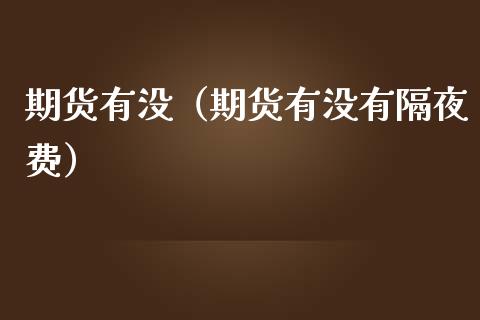 期货有没（期货有没有隔夜费） (https://www.ynbygsw.com/) 期货入门 第1张
