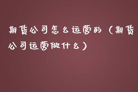 期货公司怎么运营的（期货公司运营做什么） (https://www.ynbygsw.com/) 基金投资 第1张