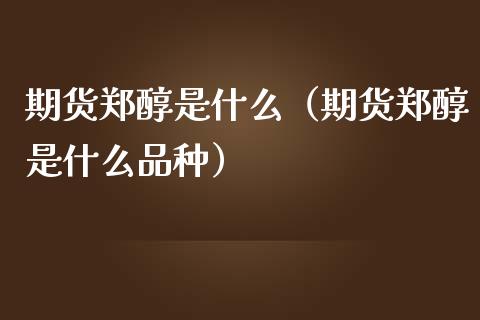 期货郑醇是什么（期货郑醇是什么品种） (https://www.ynbygsw.com/) 基金投资 第1张