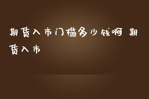 期货入市门槛多少钱啊 期货入市 (https://www.ynbygsw.com/) 国际期货 第1张