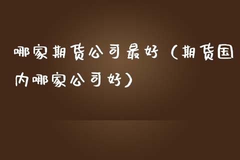 哪家期货公司最好（期货国内哪家公司好） (https://www.ynbygsw.com/) 股票推荐 第1张
