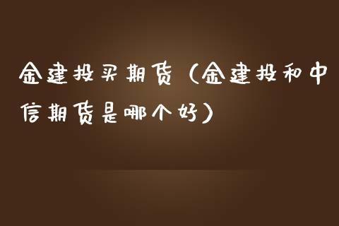 金建投买期货（金建投和中信期货是哪个好） (https://www.ynbygsw.com/) 恒指期货 第1张
