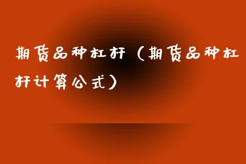 期货品种杠杆（期货品种杠杆计算公式） (https://www.ynbygsw.com/) 原油期货 第1张