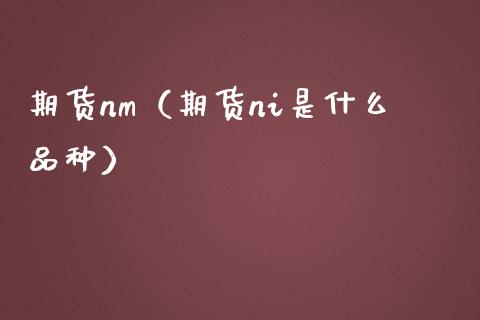 期货nm（期货ni是什么品种） (https://www.ynbygsw.com/) 股票推荐 第1张