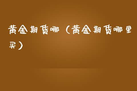 黄金期货哪（黄金期货哪里买） (https://www.ynbygsw.com/) 原油期货 第1张
