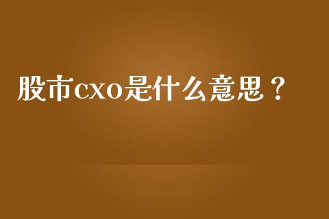股市cxo是什么意思？ (https://www.ynbygsw.com/) 理财百科 第1张