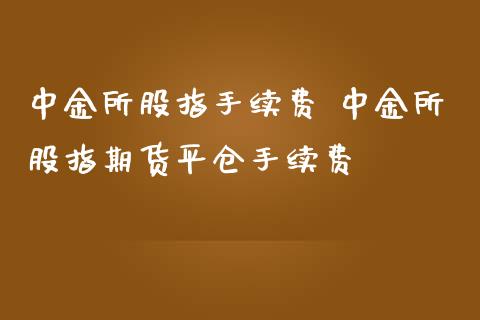 中金所股指手续费 中金所股指期货平仓手续费 (https://www.ynbygsw.com/) 理财百科 第1张