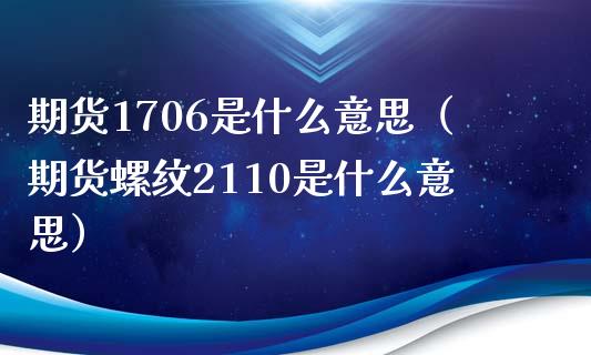 期货1706是什么意思（期货螺纹2110是什么意思） (https://www.ynbygsw.com/) 理财百科 第1张
