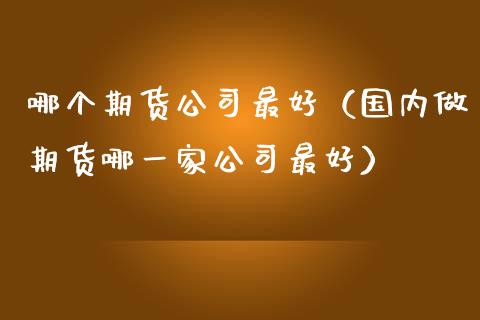 哪个期货公司最好（国内做期货哪一家公司最好） (https://www.ynbygsw.com/) 期货行情 第1张