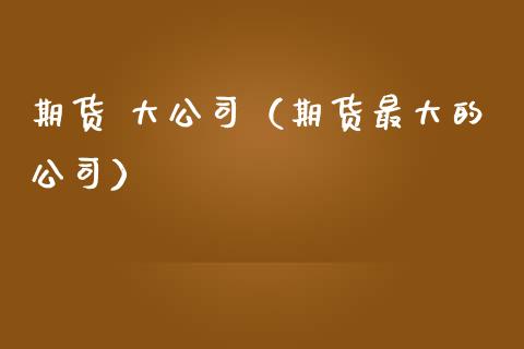 期货 大公司（期货最大的公司） (https://www.ynbygsw.com/) 内盘期货 第1张