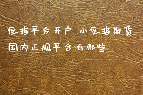 恒指平台开户 小恒指期货国内正规平台有哪些 (https://www.ynbygsw.com/) 理财百科 第1张