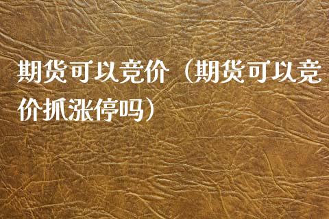 期货可以竞价（期货可以竞价抓涨停吗） (https://www.ynbygsw.com/) 道指期货 第1张