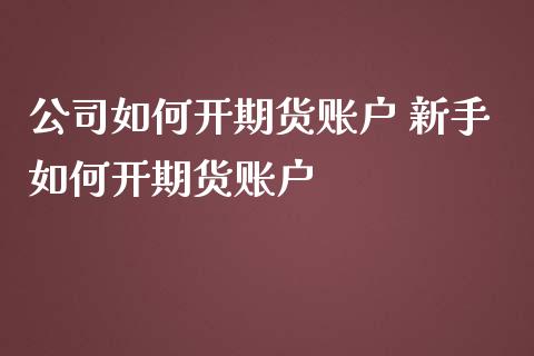 公司如何开期货账户 新手如何开期货账户 (https://www.ynbygsw.com/) 国际期货 第1张