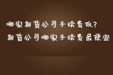 哪家期货公司手续费低? 期货公司哪家手续费最便宜 (https://www.ynbygsw.com/) 国际期货 第1张