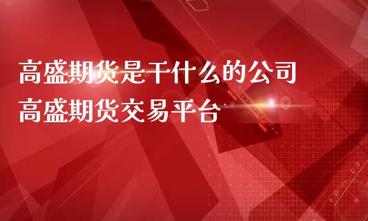 高盛期货是干什么的公司 高盛期货交易平台 (https://www.ynbygsw.com/) 内盘期货 第1张