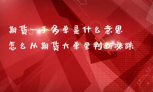 期货一手多单是什么意思 怎么从期货大单里判断涨跌 (https://www.ynbygsw.com/) 国际期货 第1张