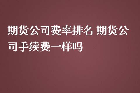 期货公司费率排名 期货公司手续费一样吗 (https://www.ynbygsw.com/) 国际期货 第1张
