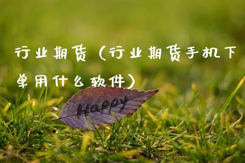 行业期货（行业期货手机下单用什么软件） (https://www.ynbygsw.com/) 期货手续费 第1张