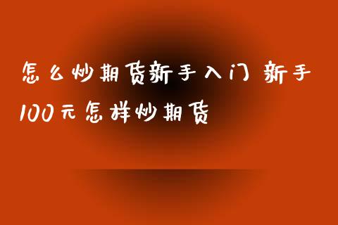 怎么炒期货新手入门 新手100元怎样炒期货 (https://www.ynbygsw.com/) 国际期货 第1张