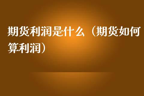 期货利润是什么（期货如何算利润） (https://www.ynbygsw.com/) 原油期货 第1张