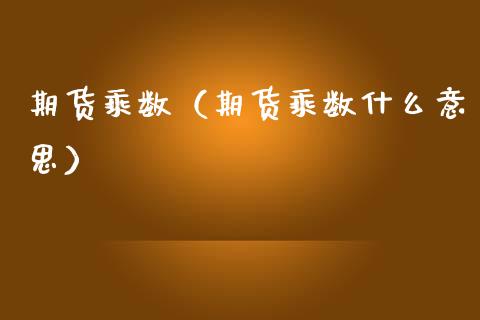 期货乘数（期货乘数什么意思） (https://www.ynbygsw.com/) 原油期货 第1张