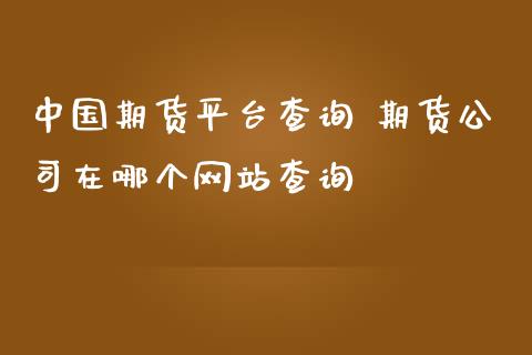 中国期货平台查询 期货公司在哪个网站查询 (https://www.ynbygsw.com/) 国际期货 第1张