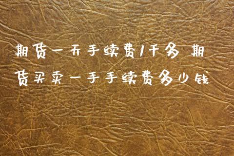 期货一天手续费1千多 期货买卖一手手续费多少钱 (https://www.ynbygsw.com/) 国际期货 第1张