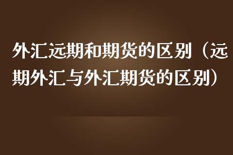 外汇远期和期货的区别（远期外汇与外汇期货的区别） (https://www.ynbygsw.com/) 国际期货 第1张