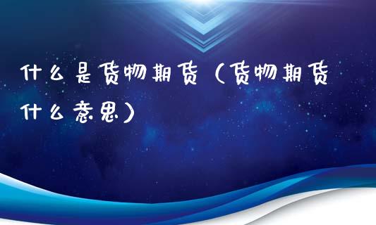 什么是货物期货（货物期货什么意思） (https://www.ynbygsw.com/) 国际期货 第1张