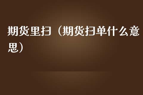 期货里扫（期货扫单什么意思） (https://www.ynbygsw.com/) 期货软件 第1张