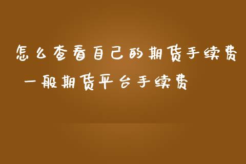 怎么查看自己的期货手续费 一般期货平台手续费 (https://www.ynbygsw.com/) 股票推荐 第1张
