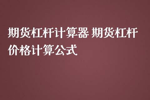 期货杠杆计算器 期货杠杆价格计算公式 (https://www.ynbygsw.com/) 国际期货 第1张