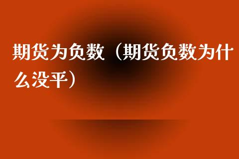 期货为负数（期货负数为什么没平） (https://www.ynbygsw.com/) 期货入门 第1张