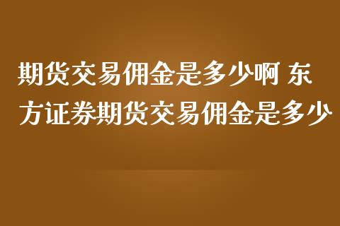 期货交易佣金是多少啊 东方证券期货交易佣金是多少 (https://www.ynbygsw.com/) 内盘期货 第1张