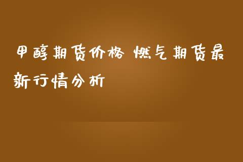 甲醇期货价格 燃气期货最新行情分析 (https://www.ynbygsw.com/) 内盘期货 第1张