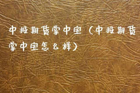 中投期货掌中宝（中投期货掌中宝怎么样） (https://www.ynbygsw.com/) 内盘期货 第1张