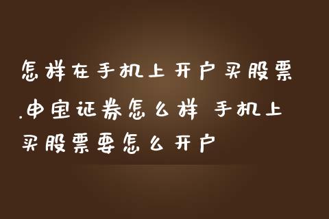 怎样在手机上开户买股票癶.申宝证券怎么样 手机上买股票要怎么开户 (https://www.ynbygsw.com/) 国际期货 第1张