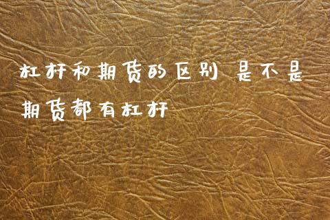 杠杆和期货的区别 是不是期货都有杠杆 (https://www.ynbygsw.com/) 国际期货 第1张
