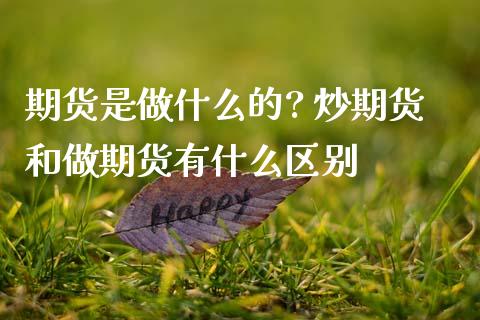 期货是做什么的? 炒期货和做期货有什么区别 (https://www.ynbygsw.com/) 理财百科 第1张
