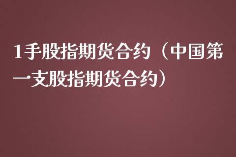 1手股指期货合约（中国第一支股指期货合约） (https://www.ynbygsw.com/) 内盘期货 第1张