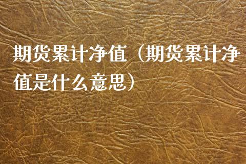 期货累计净值（期货累计净值是什么意思） (https://www.ynbygsw.com/) 理财百科 第1张
