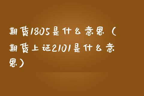 期货1805是什么意思（期货上证2101是什么意思） (https://www.ynbygsw.com/) 理财百科 第1张