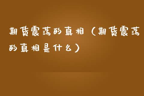 期货震荡的（期货震荡的是什么） (https://www.ynbygsw.com/) 德指期货 第1张