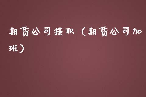 期货公司挂职（期货公司加班） (https://www.ynbygsw.com/) 基金投资 第1张