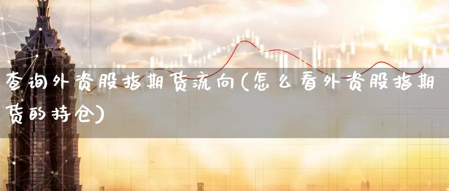 查询外资股指期货流向(怎么看外资股指期货的持仓) (https://www.ynbygsw.com/) 国际期货 第1张